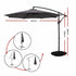 Instahut Outdoor Umbrella 3M Cantilever Beach Garden Patio Charcoal - Outdoorium