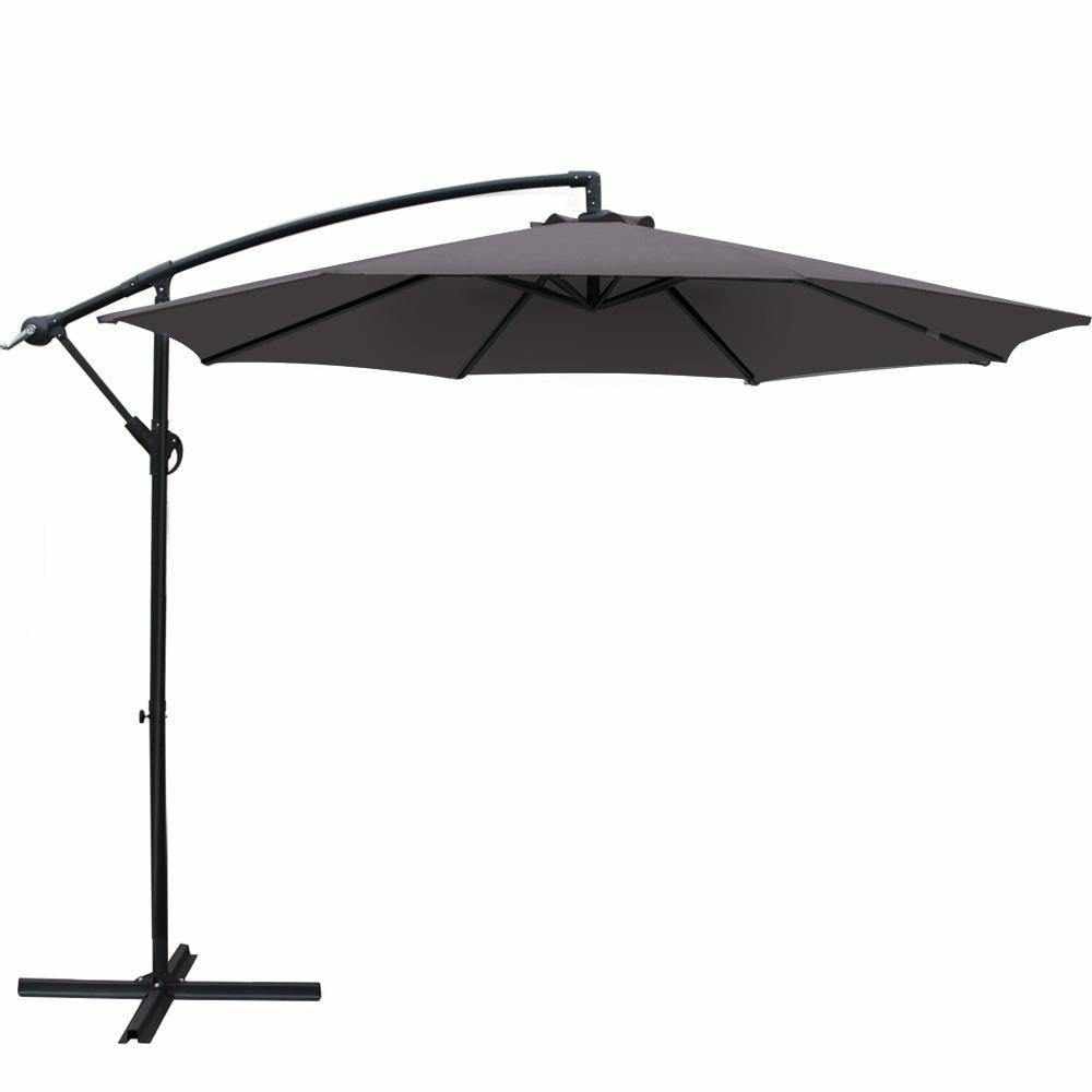 Instahut Outdoor Umbrella 3M Cantilever Beach Garden Patio Charcoal - Outdoorium