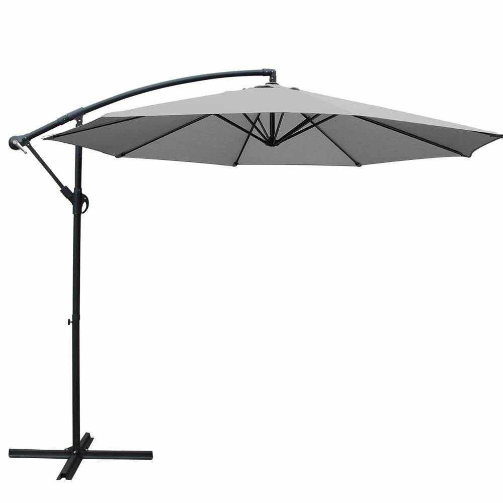 Instahut Outdoor Umbrella 3M Cantilever Beach Garden Grey - Outdoorium