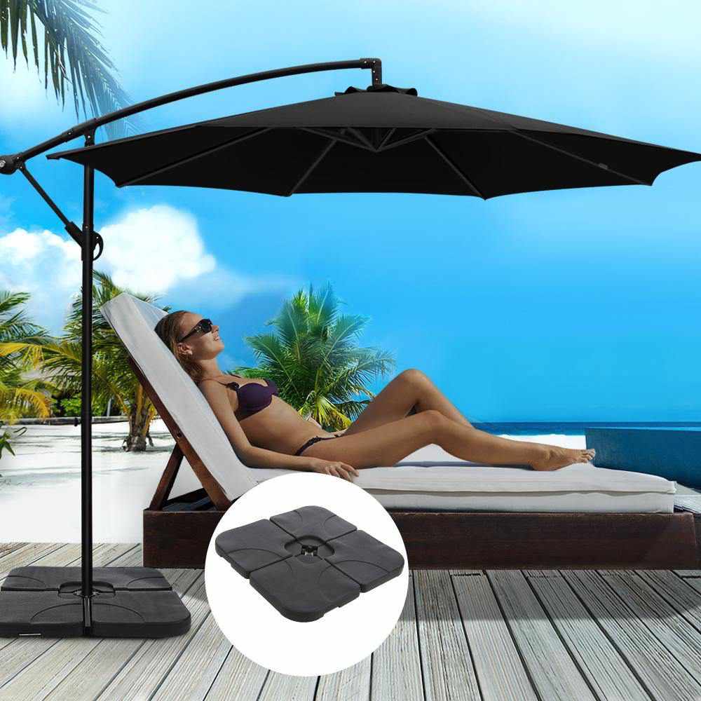 Instahut 3M Umbrella with 50x50cm Base Outdoor Umbrellas Cantilever Sun Stand UV Garden Black - Outdoorium