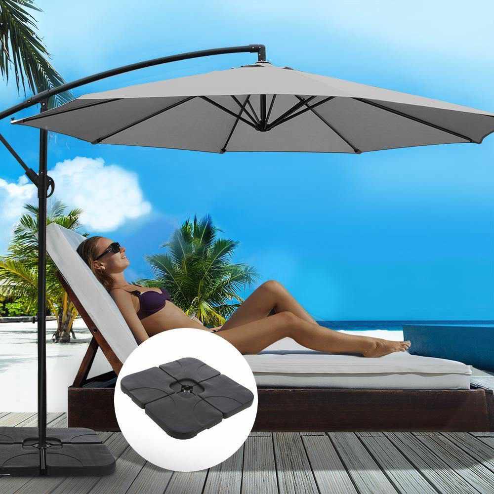 Instahut 3M Umbrella with 50x50cm Base Outdoor Umbrellas Cantilever Sun Stand UV Garden Grey - Outdoorium