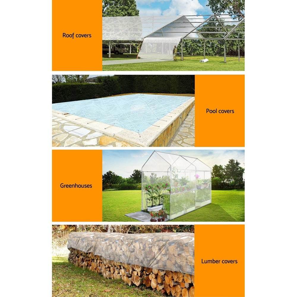 Instahut Tarp Tarpaulin 3x4m Canvas Heavy Duty Camping Cover Clear - Outdoorium
