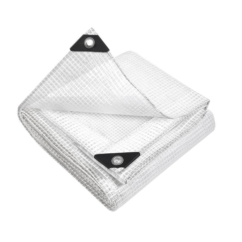 Instahut Tarp Tarpaulin 3x4m Canvas Heavy Duty Camping Cover Clear - Outdoorium