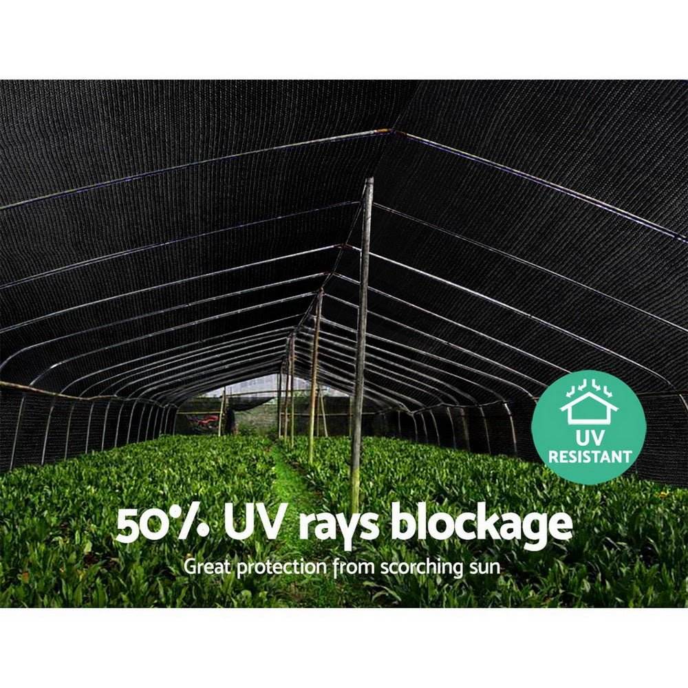 Instahut 50% Shade Cloth 1.83x50m Shadecloth Sail Heavy Duty Black - Outdoorium
