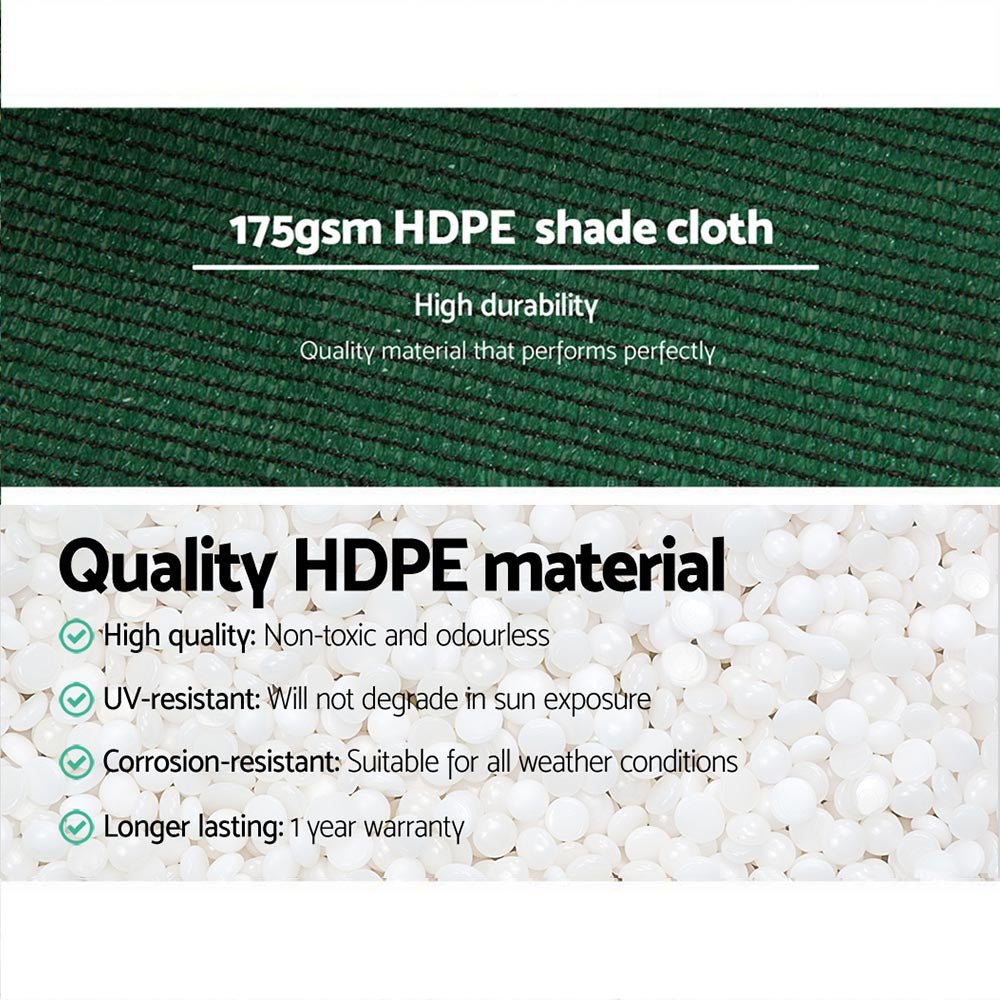 Instahut 70% Sun Shade Cloth Shadecloth Sail Roll Mesh Outdoor 175gsm 3.66x20m Green - Outdoorium