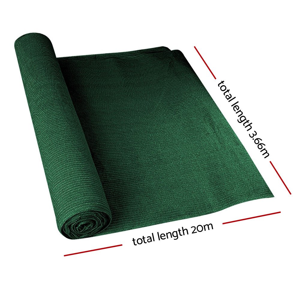 Instahut 70% Sun Shade Cloth Shadecloth Sail Roll Mesh Outdoor 175gsm 3.66x20m Green - Outdoorium