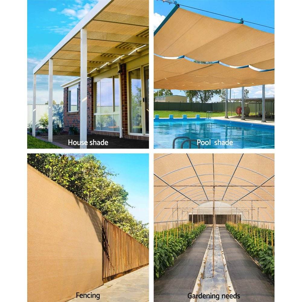 Instahut 70% Shade Cloth 1.83x50m Shadecloth Sail Heavy Duty Beige | Outdoorium