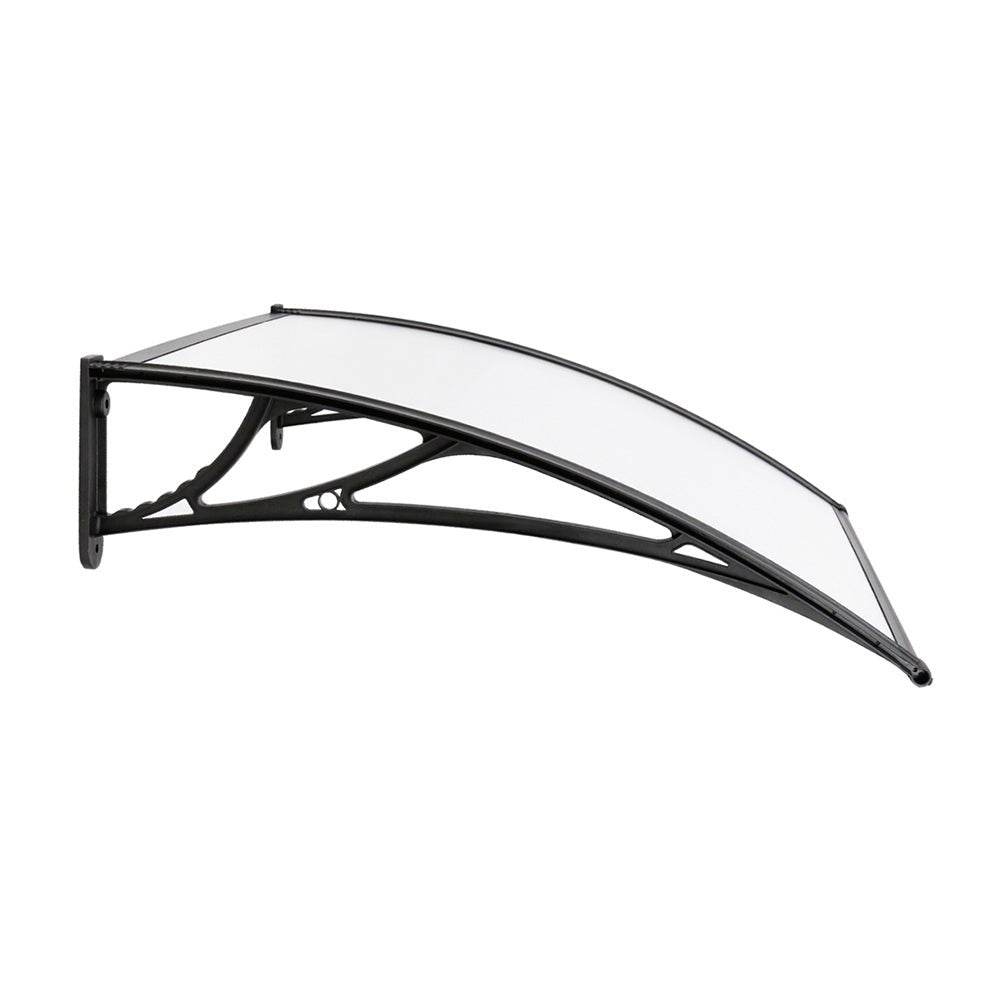 Instahut Window Door Awning Canopy 1mx2m Transparent Sheet Black Plastic Frame | Outdoorium