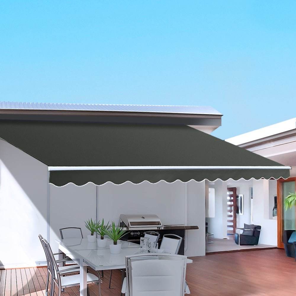 Instahut Retractable Folding Arm Awning Motorised Sunshade 2.5Mx2M Grey - Outdoorium