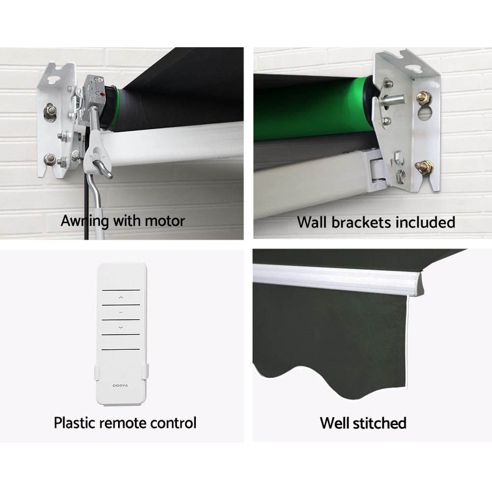 Instahut Retractable Folding Arm Awning Motorised Sunshade 2.5Mx2M Grey - Outdoorium