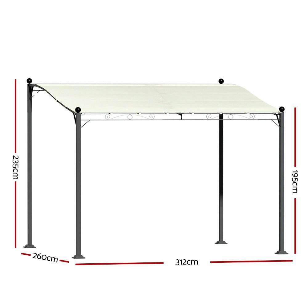 Instahut Gazebo Marquee 3m Outdoor Event Wedding Tent Camping Party Shade Iron Art Canopy Beige - Outdoorium
