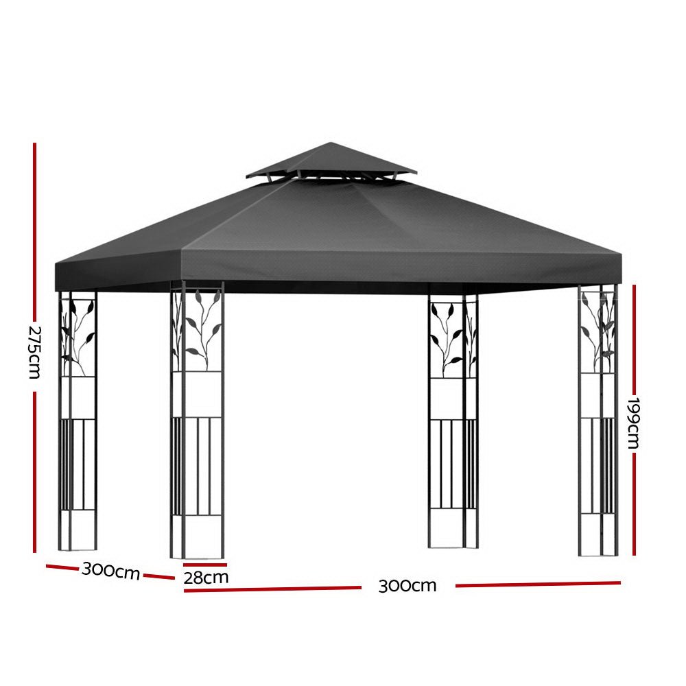 Instahut Gazebo 3x3m Party Marquee Outdoor Wedding Event Tent Iron Art Canopy - Outdoorium