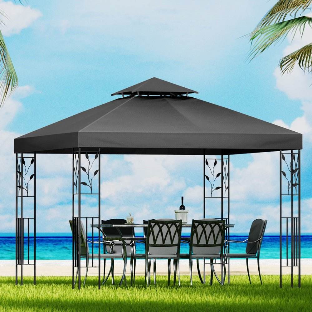 Instahut Gazebo 3x3m Party Marquee Outdoor Wedding Event Tent Iron Art Canopy - Outdoorium