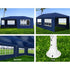 Instahut Gazebo 3x6m Marquee Wedding Party Tent Outdoor Camping Side Wall Canopy 6 Panel Blue - Outdoorium