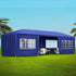 Instahut Gazebo 3x9m Marquee Wedding Party Tent Outdoor Camping Side Wall Canopy 8 Panel Blue - Outdoorium