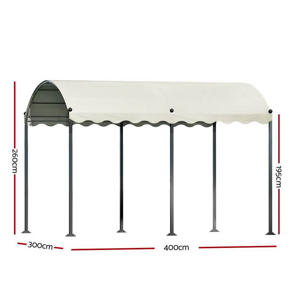 Instahut Gazebo Marquee 4x3m Outdoor Event Wedding Tent Camping Party Shade Iron Art Canopy Beige | Outdoorium