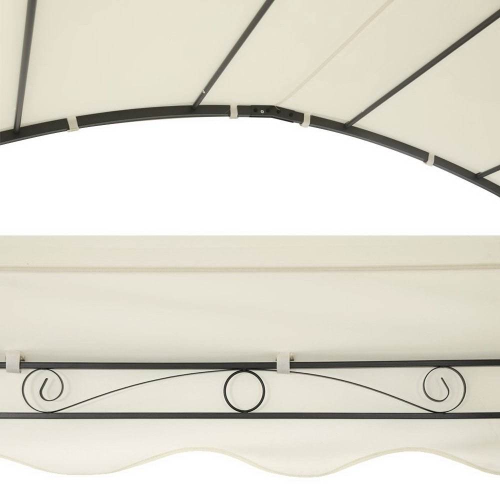 Instahut Gazebo Marquee 4x3m Outdoor Event Wedding Tent Camping Party Shade Iron Art Canopy Beige | Outdoorium