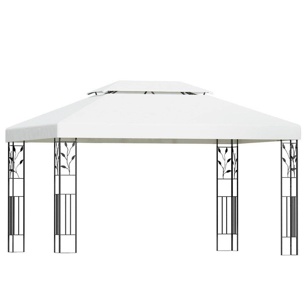 Instahut Gazebo 4x3m Party Marquee Outdoor Wedding Event Tent Iron Art White - Outdoorium