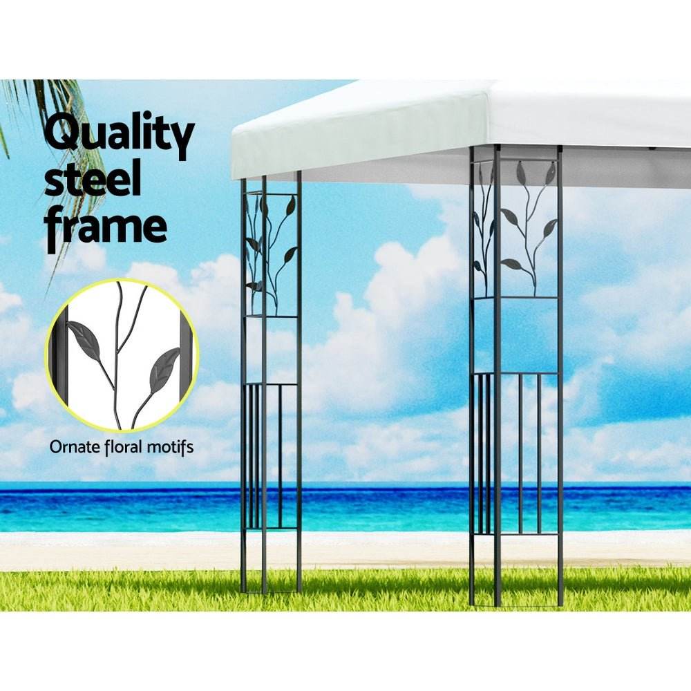 Instahut Gazebo 4x3m Marquee Outdoor Wedding Party Event Tent Home Iron Art Shade White - Outdoorium