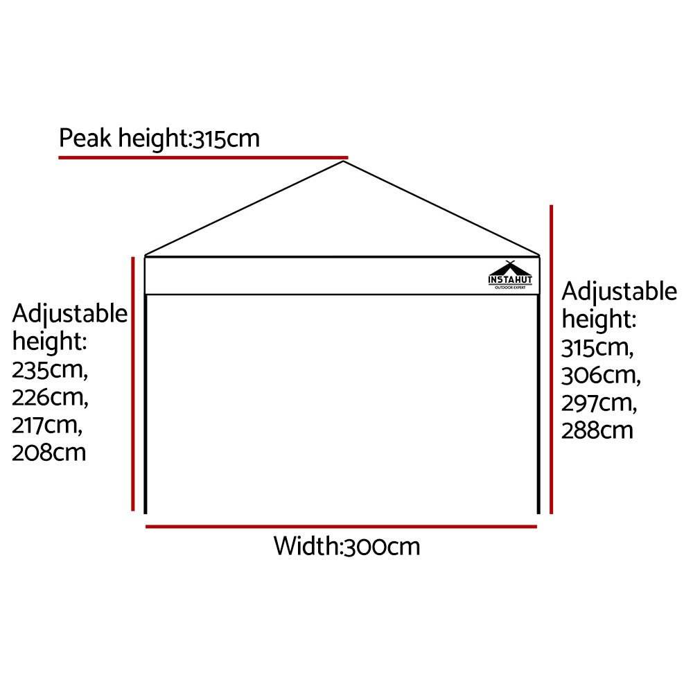 Instahut Gazebo Pop Up 3x3m w/Base Podx4 Marquee Folding Outdoor Wedding Camping Tent Shade Canopy White - Outdoorium