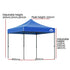 Instahut Gazebo Pop Up 3x3m w/Base Podx4 Marquee Folding Outdoor Wedding Camping Tent Shade Canopy Blue | Outdoorium