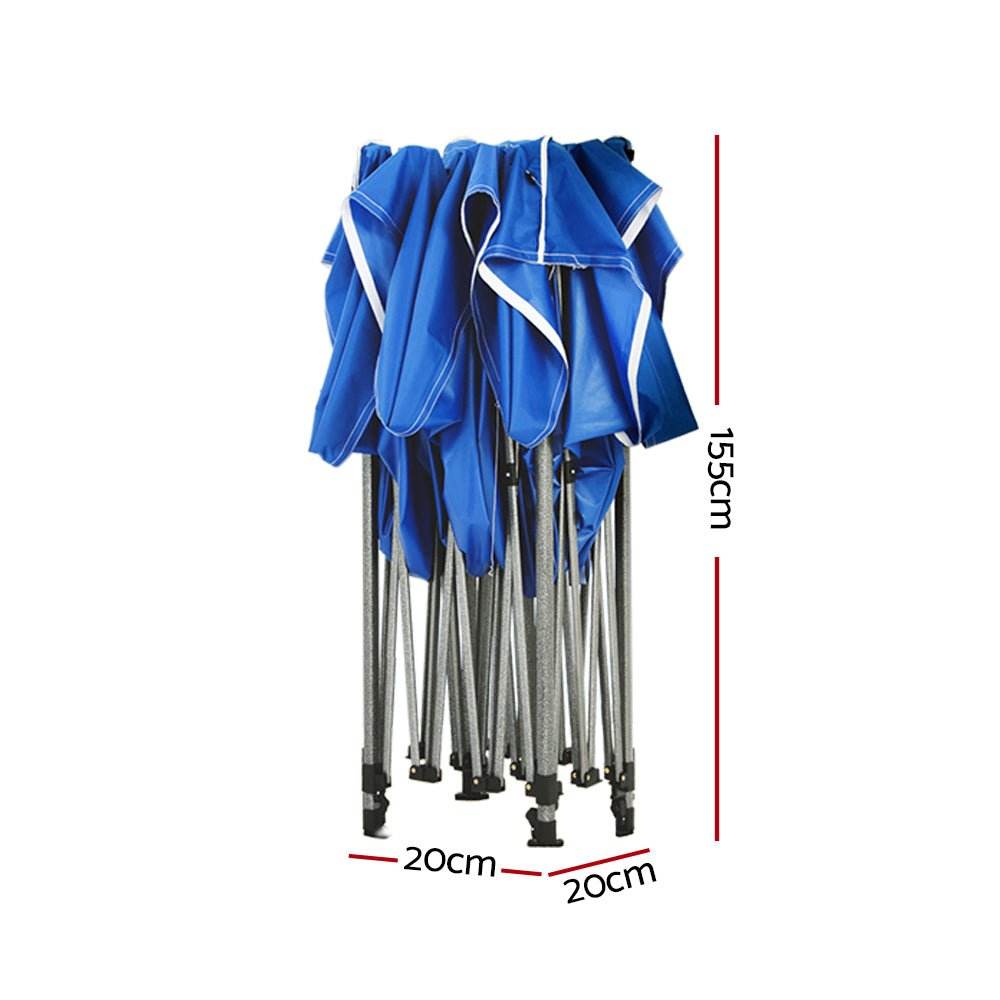 Instahut Gazebo Pop Up 3x3m w/Base Podx4 Marquee Folding Outdoor Wedding Camping Tent Shade Canopy Blue - Outdoorium
