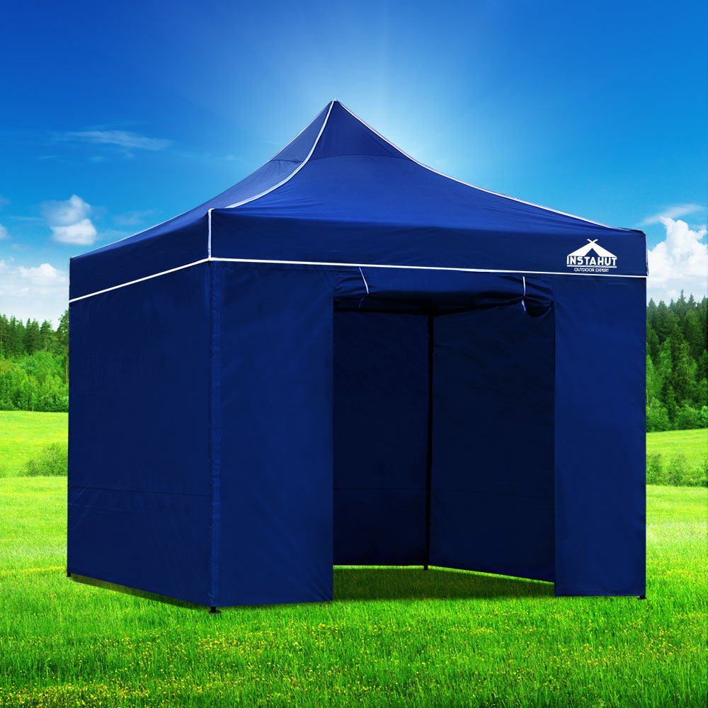 Instahut Gazebo Pop Up Marquee 3x3m Folding Wedding Tent Gazebos Shade Blue - Outdoorium