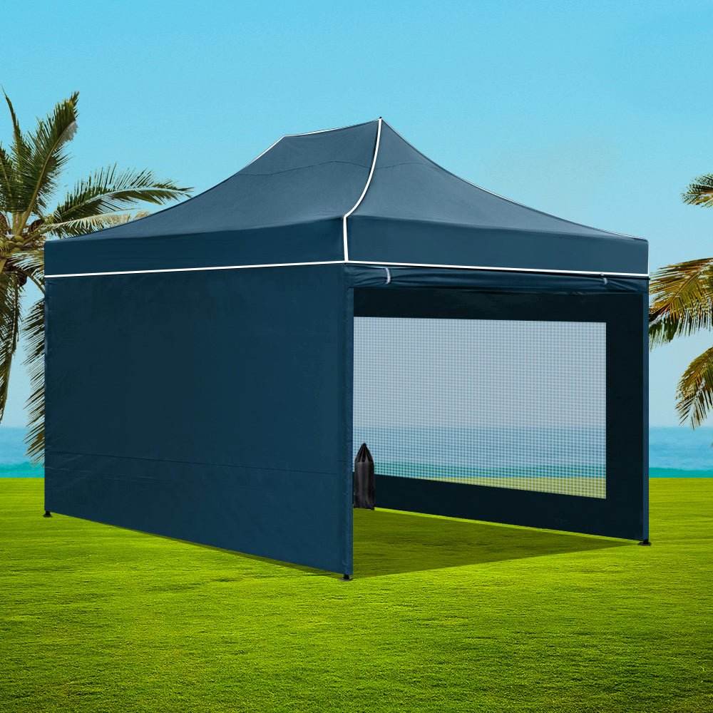 Instahut Gazebo 3x4.5 Pop Up Marquee Folding Wedding Tent Gazebos Camping Outdoor Shade Canopy Navy | Outdoorium
