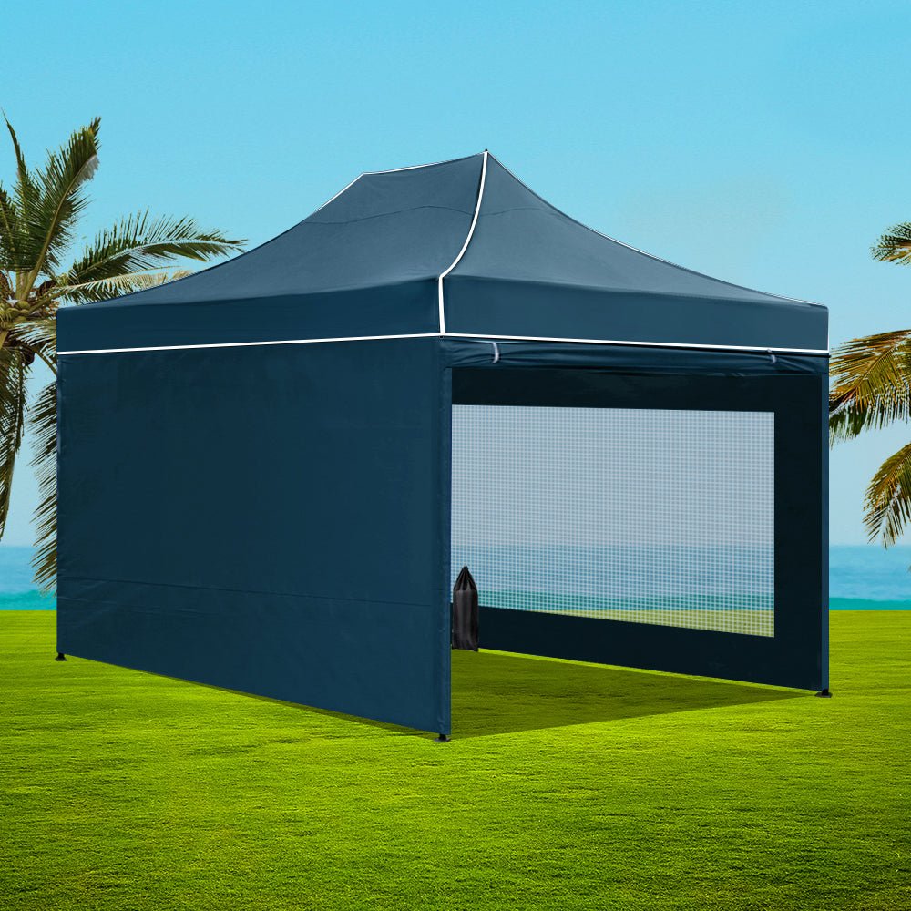 Instahut Gazebo Pop Up Marquee 3x4.5 Folding Wedding Tent Gazebos Shade Navy - Outdoorium