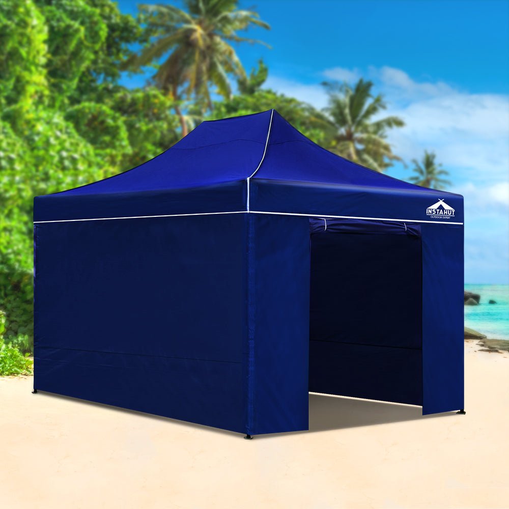 Instahut Gazebo Pop Up Marquee 3x4.5m Folding Wedding Tent Gazebos Shade Blue - Outdoorium