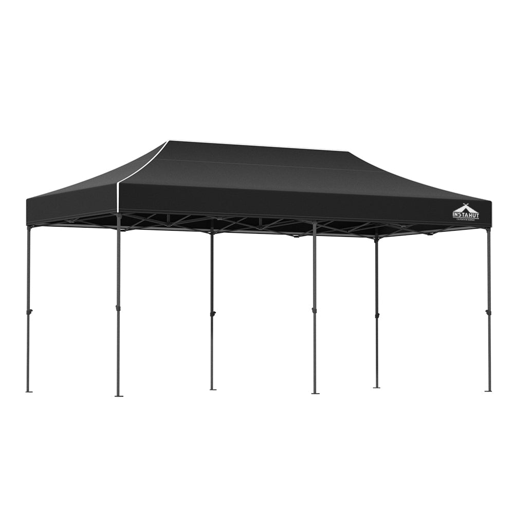 Instahut Gazebo Pop Up Marquee 3x6m Folding Tent Wedding Outdoor Camping Canopy Gazebos Shade Black - Outdoorium