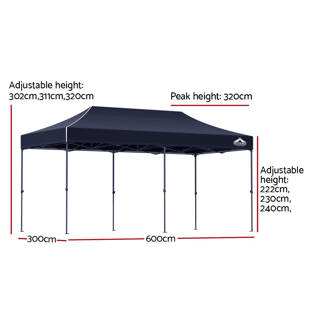 Instahut Gazebo Pop Up Marquee 3x6m Folding Tent Wedding Outdoor Camping Canopy Gazebos Shade Navy - Outdoorium