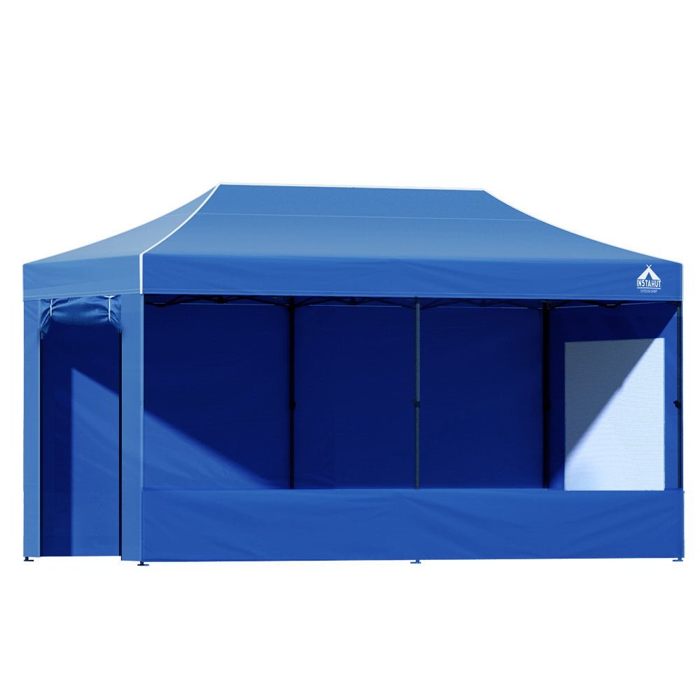 Instahut Gazebo Pop Up Marquee 3x6m Folding Wedding Tent Gazebos Shade Blue - Outdoorium