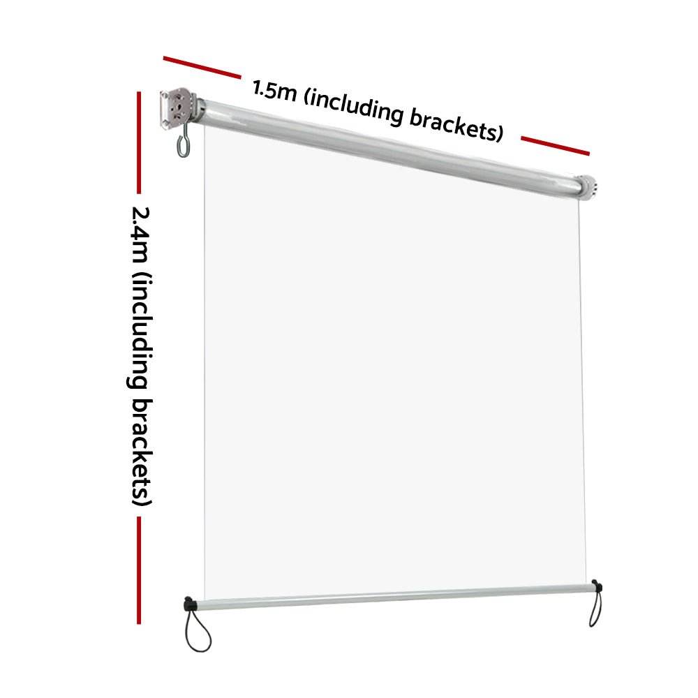 Instahut 1.5X2.4M Outdoor Blinds Clear Roll Down Awning Retractable Outdoor Blinds Water Wind Proof Transparent - Outdoorium
