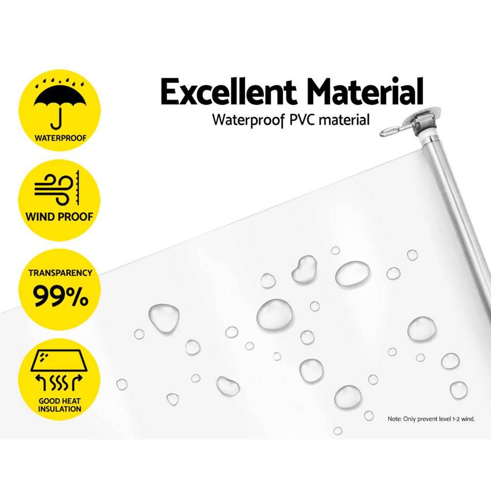 Instahut 1.5X2.4M Outdoor Blinds Clear Roll Down Awning Retractable Outdoor Blinds Water Wind Proof Transparent - Outdoorium