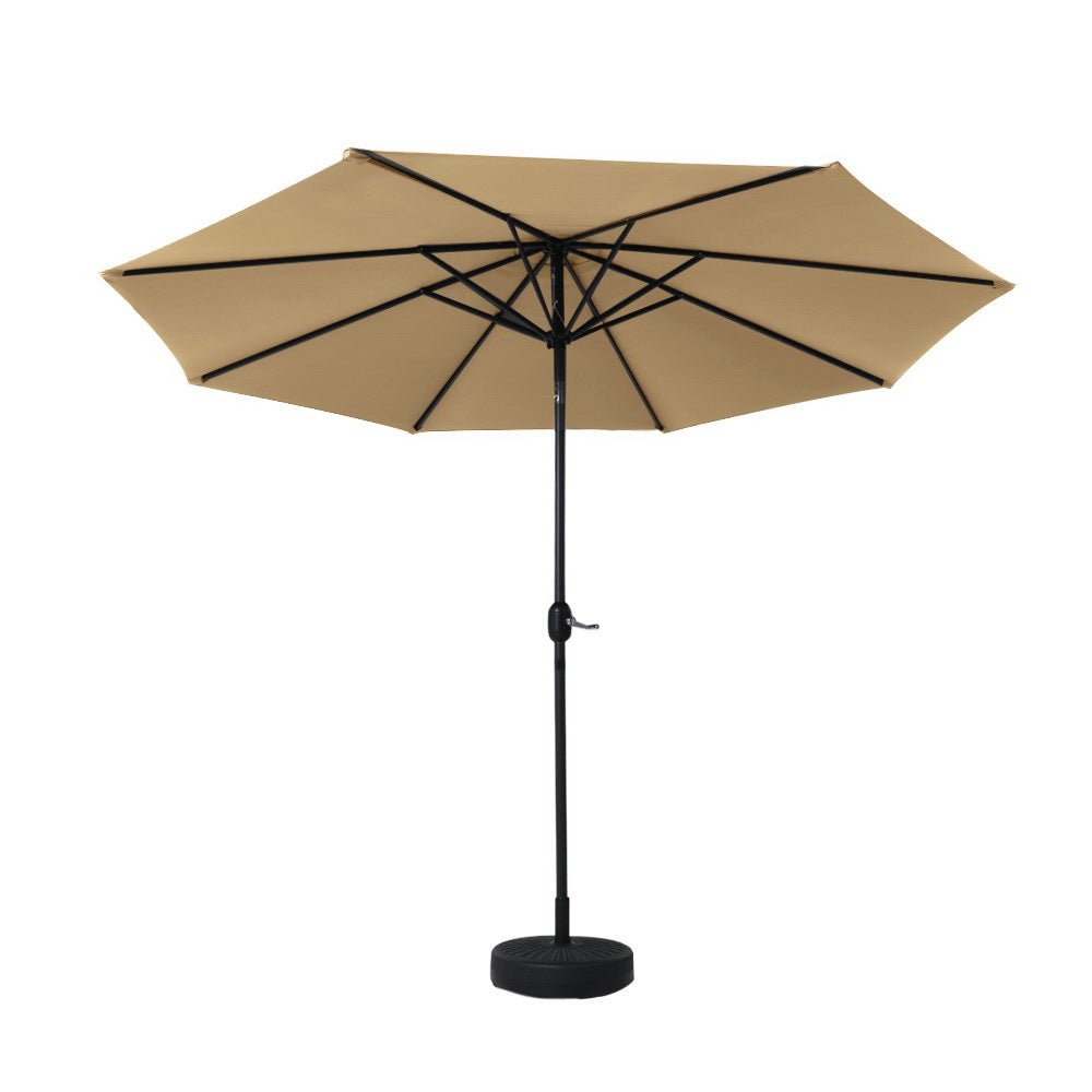 Instahut Outdoor Umbrella 2.7m Base Beach Pole Garden Tilt Sun Patio UV Beige - Outdoorium