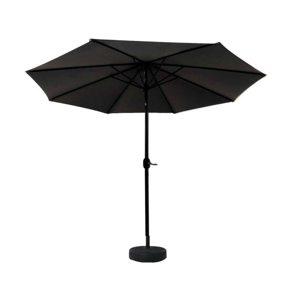Instahut Outdoor Umbrella 2.7m Base Beach Pole Garden Tilt Sun Patio UV Black - Outdoorium