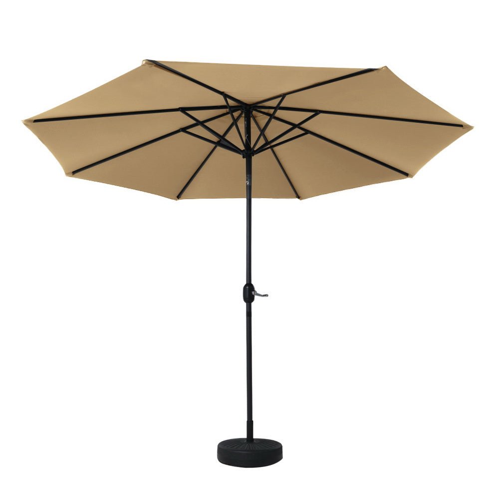 Instahut Outdoor Umbrella 3m Base Beach Pole Garden Tilt Sun Patio UV Beige - Outdoorium