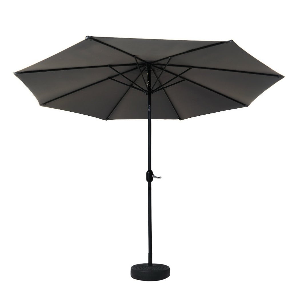 Instahut Outdoor Umbrella 3m Base Beach Pole Garden Tilt Sun Patio UV Charcoal - Outdoorium