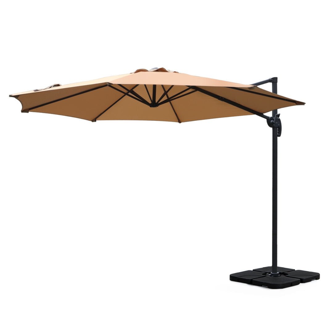 Instahut Outdoor Umbrella 3m Base Cantilever Beach Stand Sun Roma Beige 50cm - Outdoorium