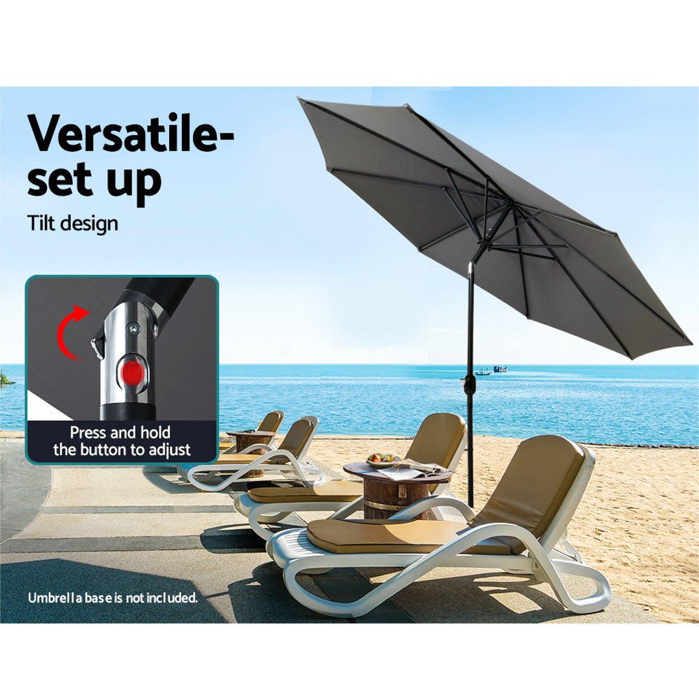 Instahut Outdoor Umbrella 3m Umbrellas Garden Beach Tilt Sun Patio Deck Shelter - Outdoorium