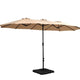 Instahut 4.57m Outdoor Umbrella w/Base Stand Beach Pole Garden Tilt Beige | Outdoorium