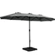 Instahut 4.57m Outdoor Umbrella w/Base Stand Beach Pole Garden Tilt Charcoal - Outdoorium