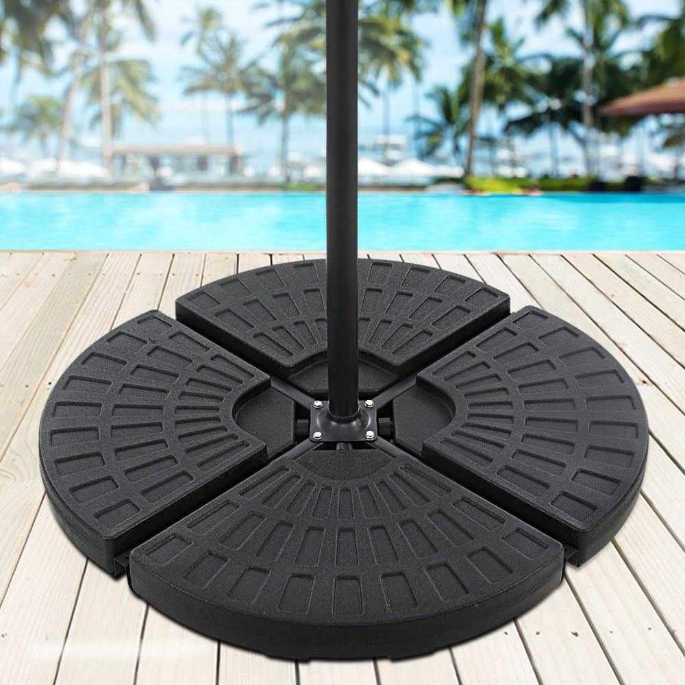 Instahut Outdoor Umbrella Stand 4 x Base Pod Plate Sand/Water Patio Cantilever Fanshaped - Outdoorium