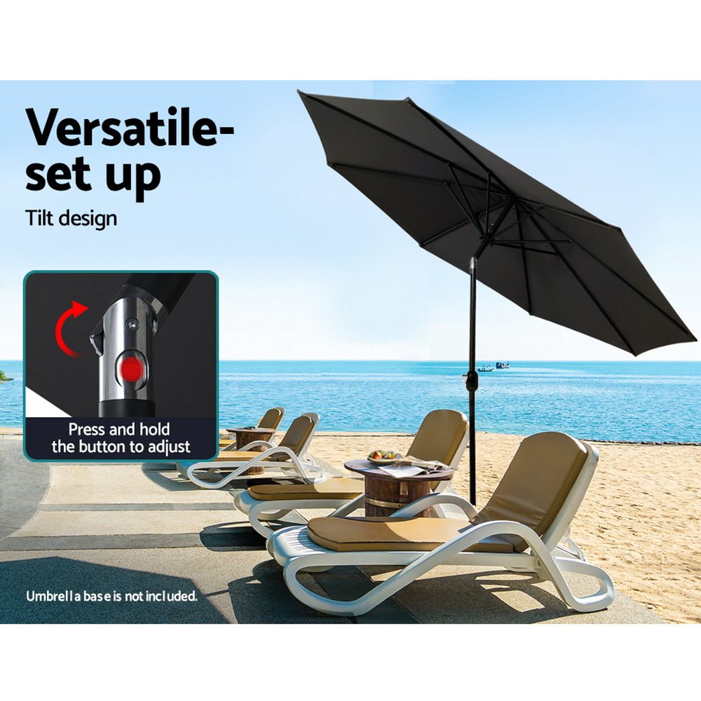 Instahut Outdoor Umbrella Umbrellas Beach Garden Tilt Sun Patio Deck Pole 2.7m - Outdoorium