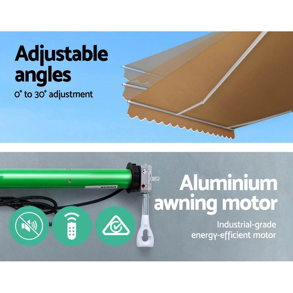 Instahut Retractable Folding Arm Awning Motorised Sunshade 4Mx2.5M Beige - Outdoorium