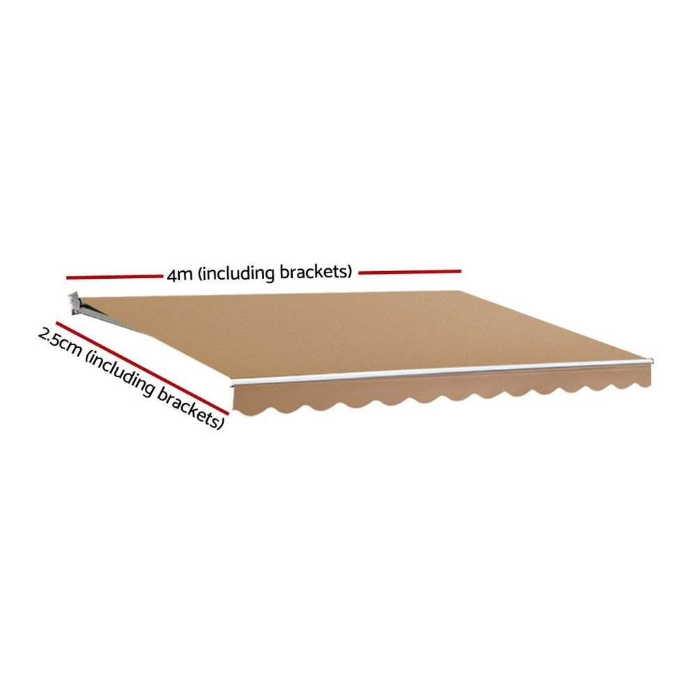 Instahut Retractable Folding Arm Awning Motorised Sunshade 4Mx2.5M Beige - Outdoorium
