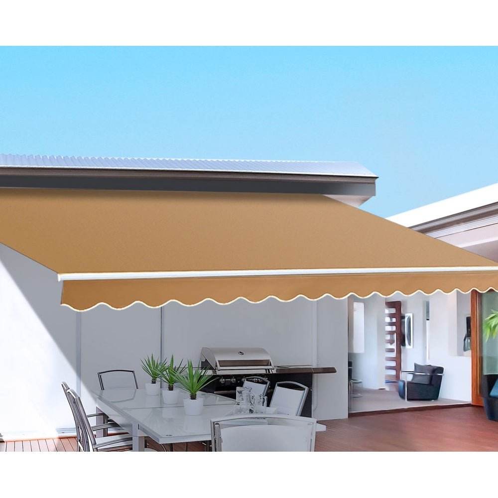 Instahut Retractable Folding Arm Awning Motorised Sunshade 4Mx2.5M Beige - Outdoorium
