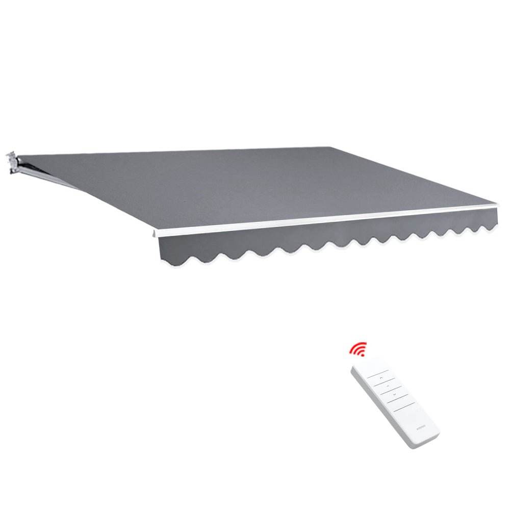 Instahut Retractable Folding Arm Awning Motorised Sunshade 4Mx3M Pearl Grey - Outdoorium