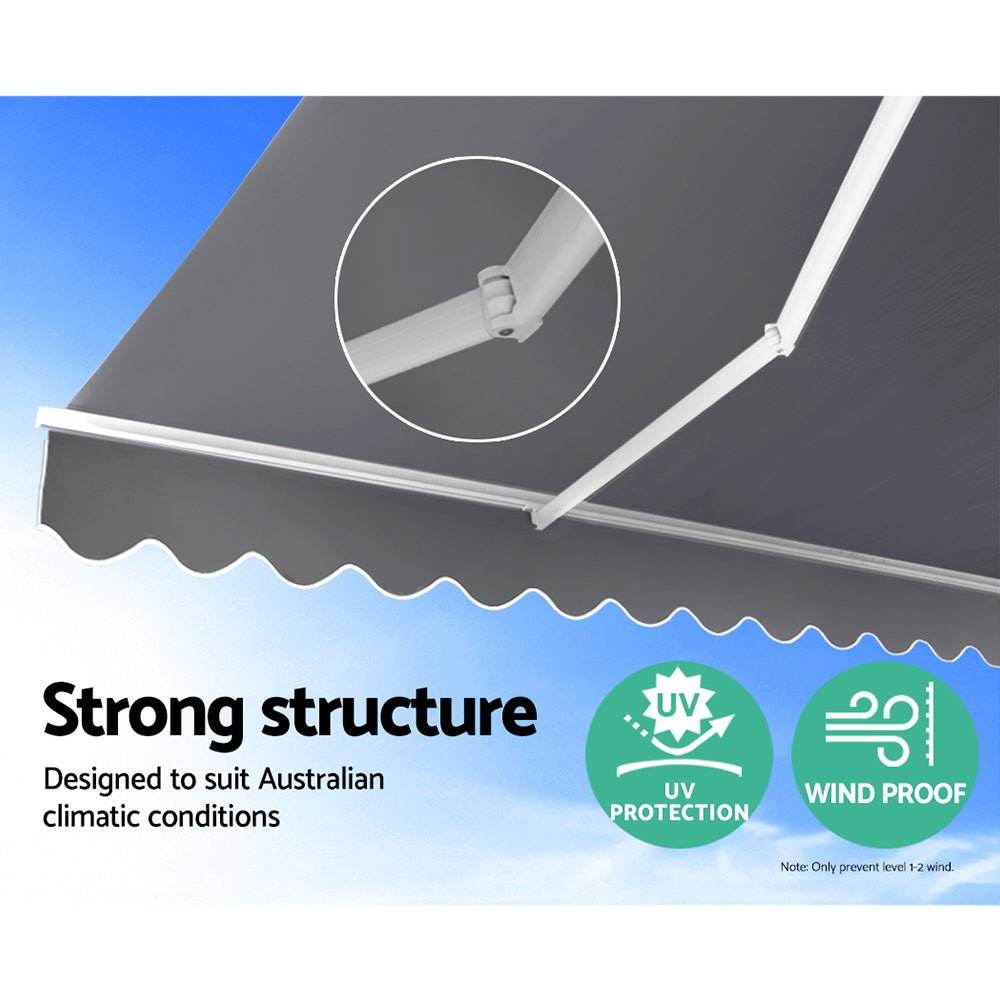 Instahut Retractable Folding Arm Awning Motorised Sunshade 3Mx2.5M Pearl Grey - Outdoorium
